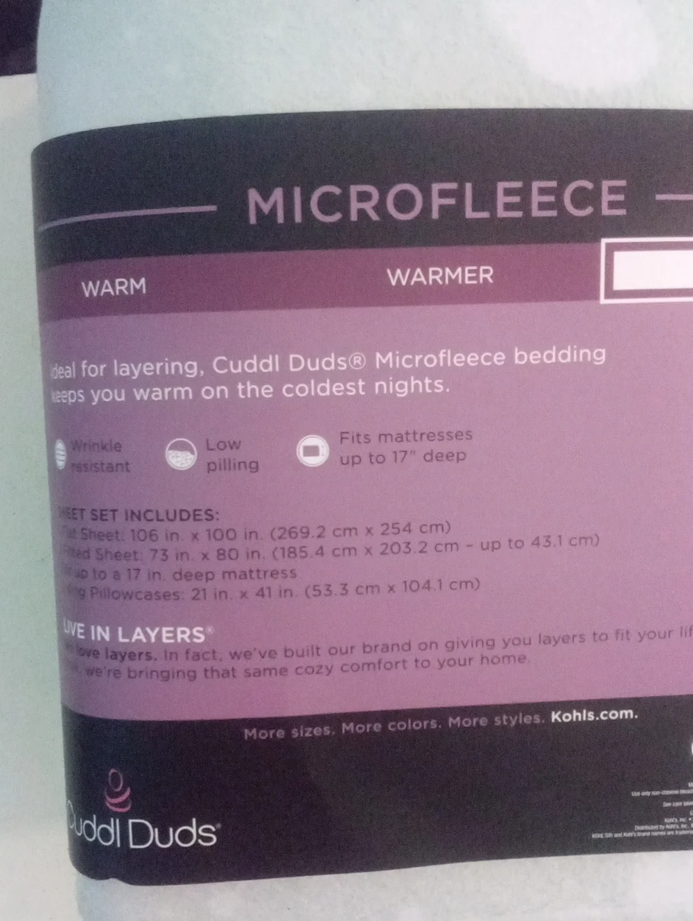 Cuddl Duds Light Blue Microfleece King Sheet Set NWT $109.99 Warmest